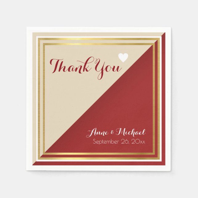 Elegant & Modern Reddish Wedding Napkins (Front)