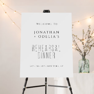 Elegant Modern Rehearsal Dinner Wedding Welcome Foam Board