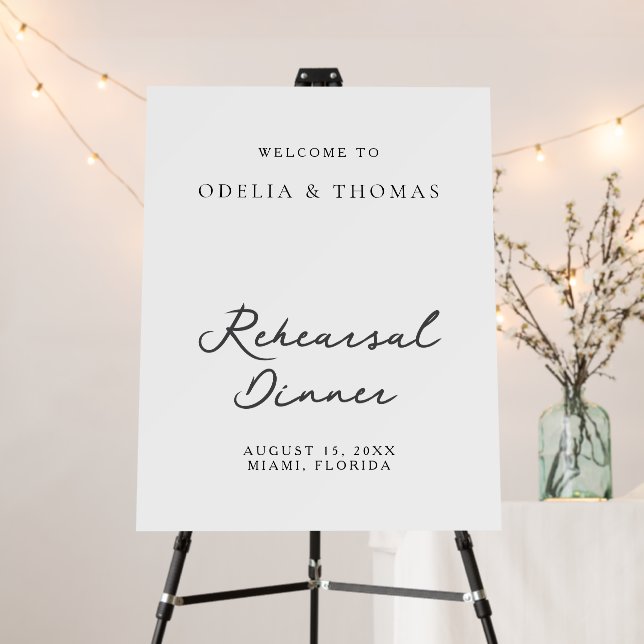 Elegant Modern Rehearsal Dinner Wedding Welcome Foam Board (In Situ (Stand))