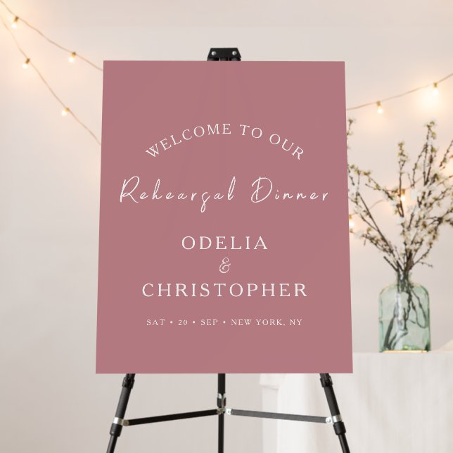 Elegant Modern Rehearsal Dinner Wedding Welcome Foam Board (In Situ (Stand))