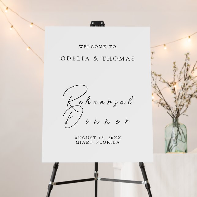 Elegant Modern Rehearsal Dinner Wedding Welcome Foam Board (In Situ (Stand))