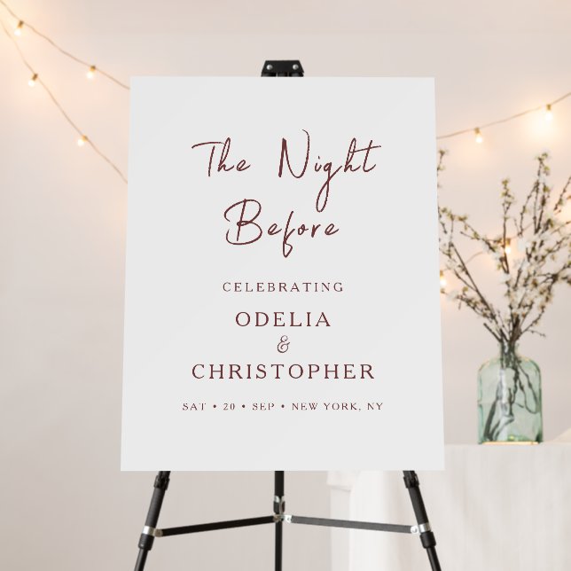 Elegant Modern Rehearsal Dinner Wedding Welcome Foam Board (In Situ (Stand))