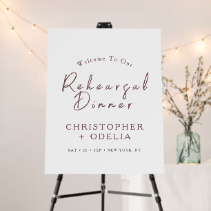Elegant Modern Rehearsal Dinner Wedding Welcome Foam Board