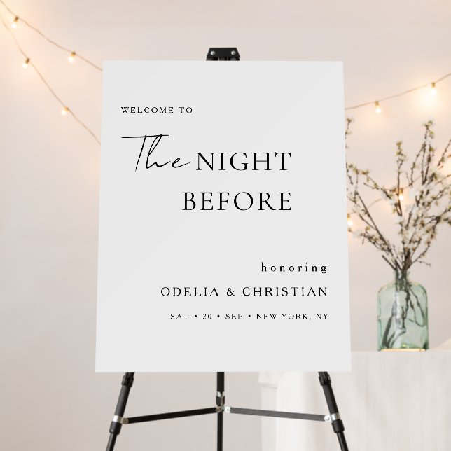 Elegant Modern Rehearsal Dinner Wedding Welcome Foam Board (In Situ (Stand))