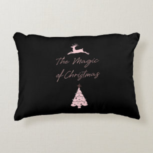 Elegant Modern Reindeer and Christmas Tree Accent Pillow