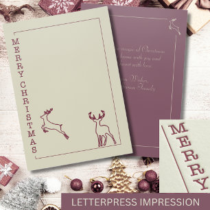 Elegant Modern Reindeers - Minimalist Christmas Letterpress Photo Cards