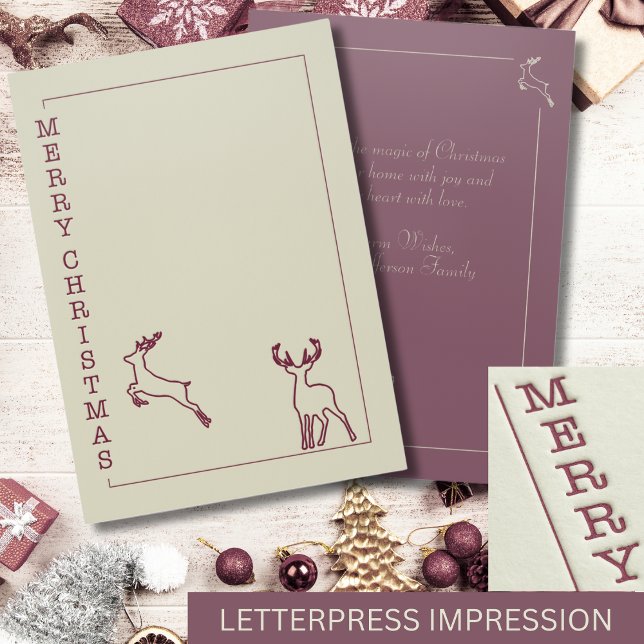 Elegant Modern Reindeers - Minimalist Christmas  Letterpress Photo Cards (Creator Uploaded)