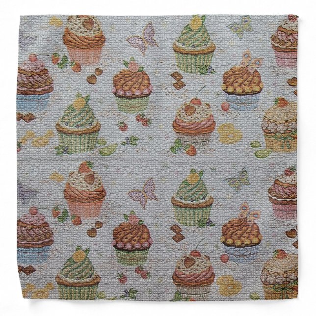 Elegant Modern Retro Vintage Flower Bandana (Front)