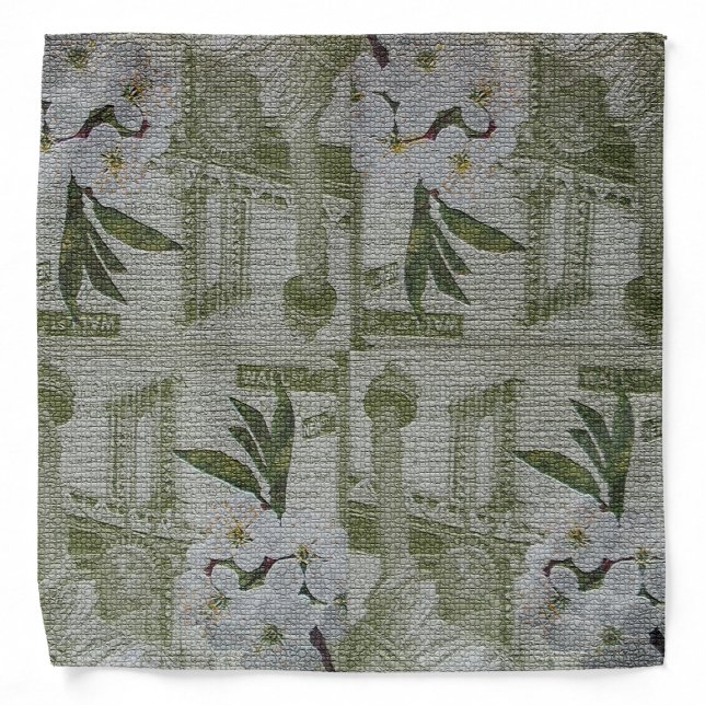 Elegant Modern Retro Vintage Flower Bandana (Front)