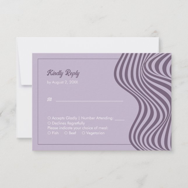 Elegant Modern Retro Wedding Flowing Wave Pattern RSVP Card (Front)