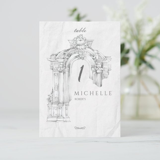 Elegant Modern Roman Minimalist Table Card (Standing Front)
