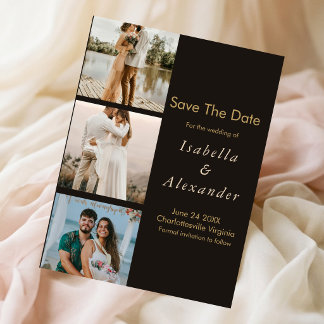 Elegant Modern Romantic 3 Photo Collage Wedding  Save The Date