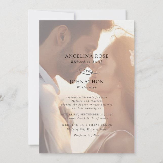 Elegant Modern Romantic Photo Wedding Invitation (Front)