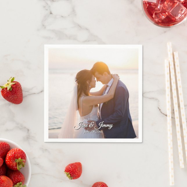 Elegant Modern Romantic Wedding Invitation Theme Napkins (Insitu)