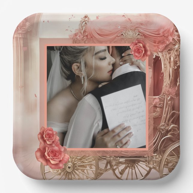 Elegant modern romantic Wedding  Paper Plates (Front)