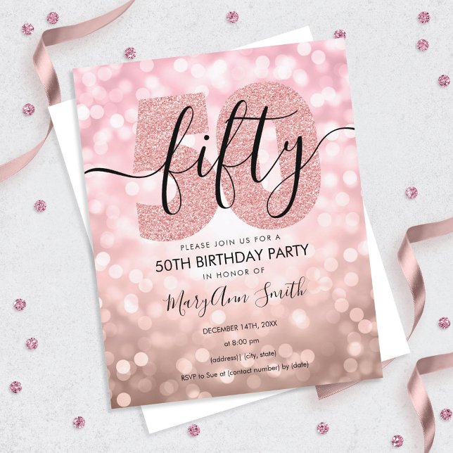 Elegant Modern Rose Gold 50th Birthday Party  (Creator Uploaded)