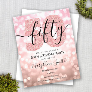 Elegant Modern Rose Gold 50th Birthday Party Flyer