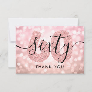 Elegant Modern Rose Gold 60th Birthday Thank You
