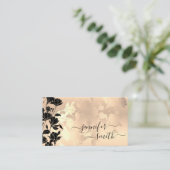 Elegant Modern Rose Gold Black Flowers Beautiful Business Card (Standing Front)