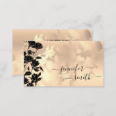 Elegant Modern Rose Gold Black Flowers Beautiful Business Card (Front/Back)
