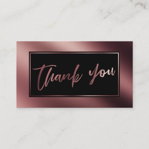 Elegant Modern Rose Gold  Black Thank You Insert