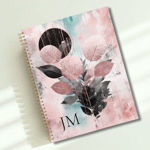 Elegant Modern Rose-Gold Botanical Monogram Planner