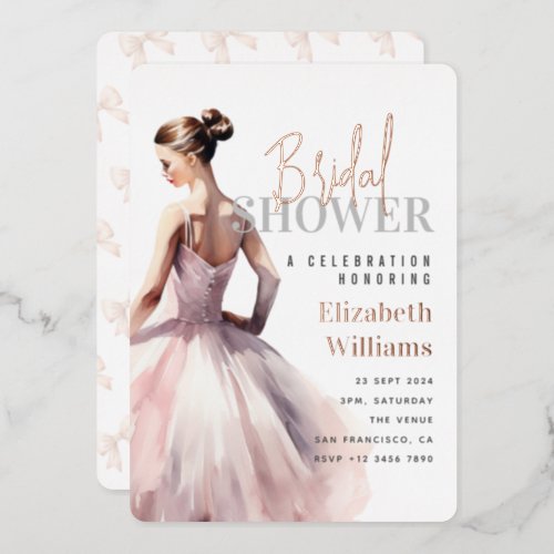 Elegant Modern Rose Gold Bridal Shower Party Foil Invitation