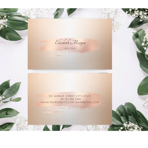 Elegant Modern Rose Gold Brush Stroke Business Card