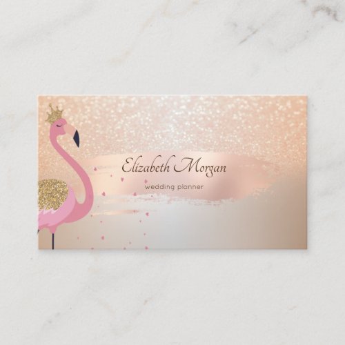 Elegant Modern Rose Gold Brush StrokeFlamingo Business Card