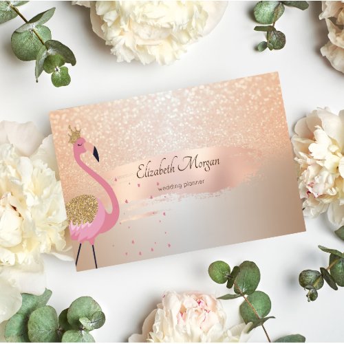 Elegant Modern Rose Gold Brush StrokeFlamingo Business Card