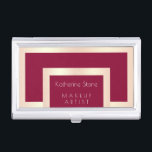 Elegant modern rose gold & burgundy makeup artist business card case<br><div class="desc">Stylish faux rose gold and burgundy red texture. Add your name and profession.</div>