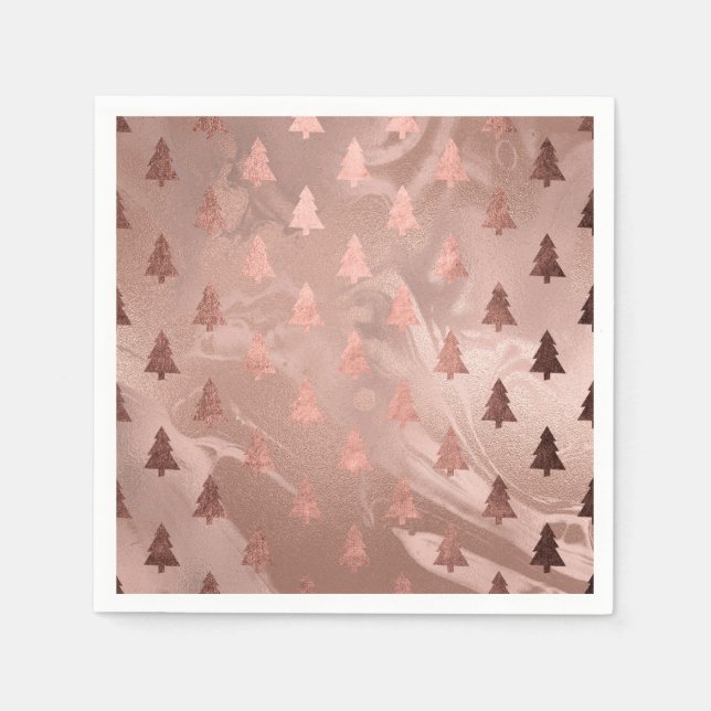 Elegant modern rose gold Christmas tree pattern Napkins (Front)