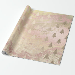Elegant modern rose gold Christmas tree pattern Wrapping Paper