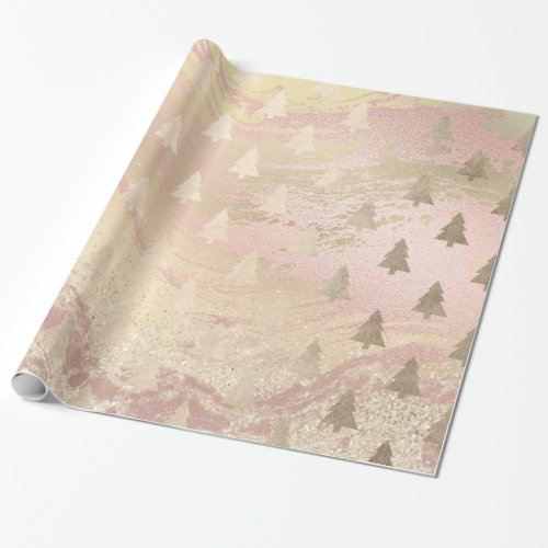 Elegant modern rose gold Christmas tree pattern Wrapping Paper