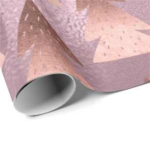 Elegant modern rose gold Christmas tree pattern Wrapping Paper
