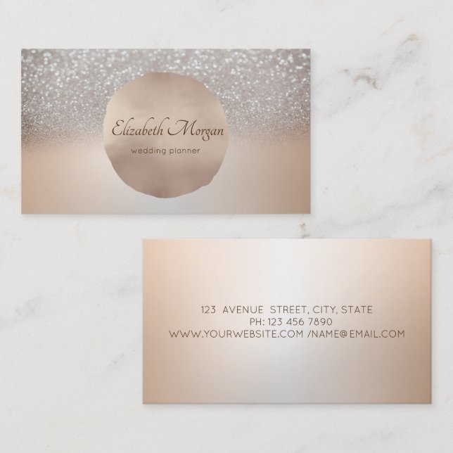 Elegant Modern, Rose Gold Circle Bokeh Ombre Business Card (Front/Back)