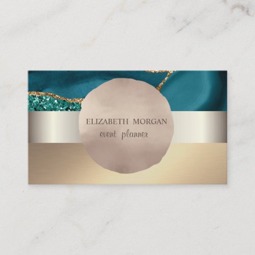 Elegant ModernRose Gold Circle Emerald Green Business Card