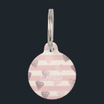Elegant modern rose gold diamond pattern & stripe pet ID tag<br><div class="desc">Girly design featuring pastel stripe & faux rose gold diamond pattern.</div>