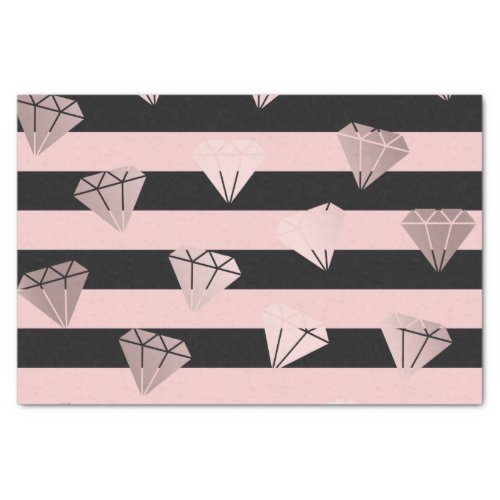 Elegant modern rose gold diamond stripe pattern tissue paper