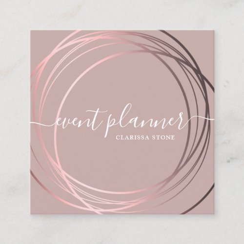 Elegant modern rose gold event planner  square business card