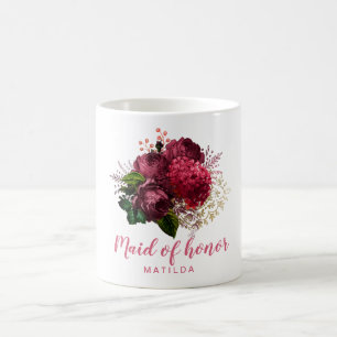 Elegant modern rose gold floral maid of honor coffee mug