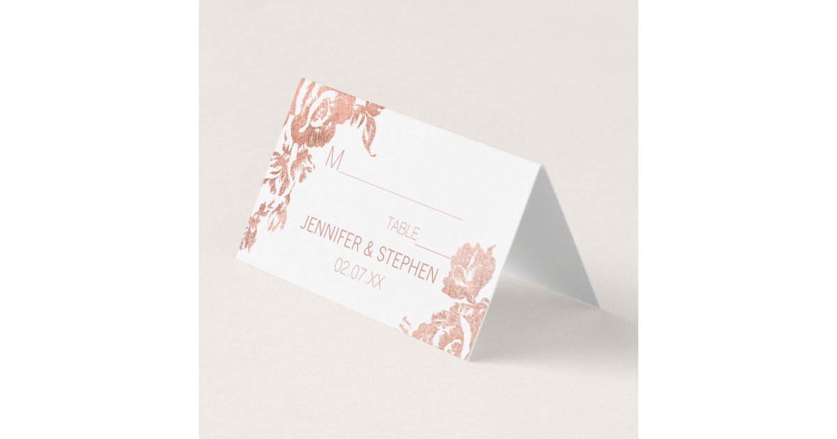Elegant Modern Rose Gold Floral Place Cards | Zazzle.com
