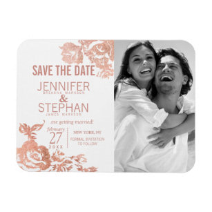 Elegant Rose Gold Refrigerator Magnets Zazzle Elegant Modern Rose Gold Fl Save The Dates Magnet