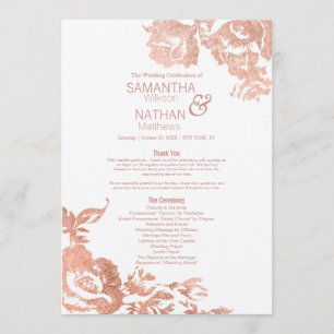 Elegant Modern Rose Gold Floral Wedding Program