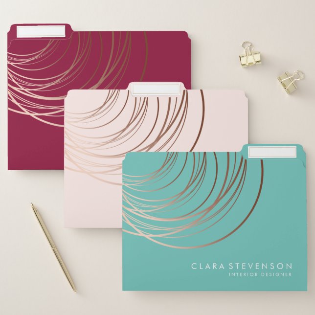 Elegant modern rose gold geometric file folder (Set)