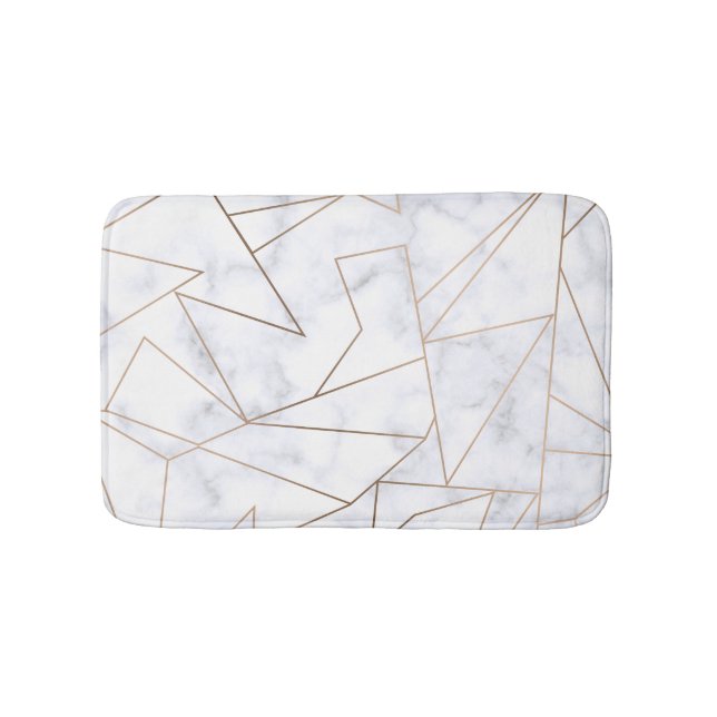 elegant modern rose gold geometric white marble bathroom mat (Front)