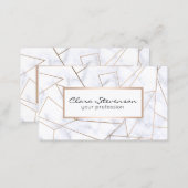 elegant modern rose gold geometric white marble business card (Front/Back)