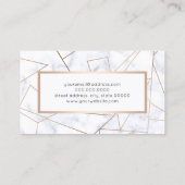 elegant modern rose gold geometric white marble business card (Back)