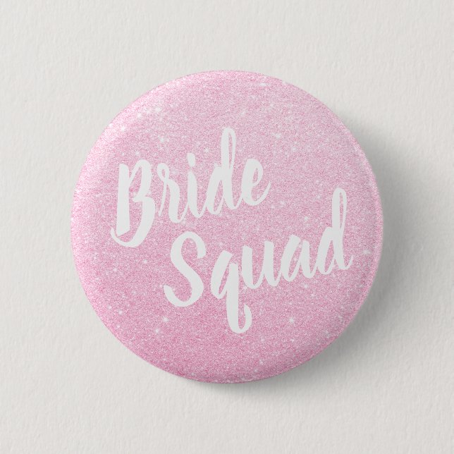 Elegant & modern rose gold glitter brides squad button (Front)