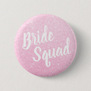 Elegant & modern rose gold glitter brides squad button